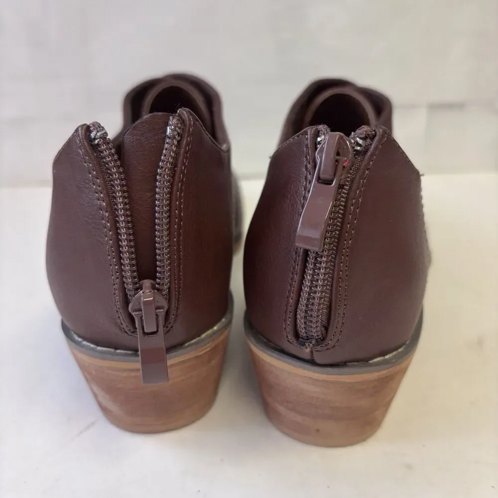 OLIVE STREET Charliee Brown Vegan Leather Flats Women’s 11 Slip On Open Sides